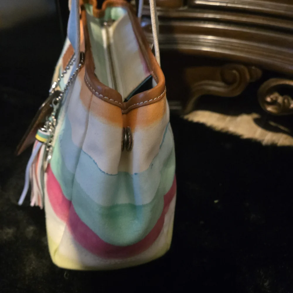 Coach Hampton Sm Tote Multi Color Stripe #10025